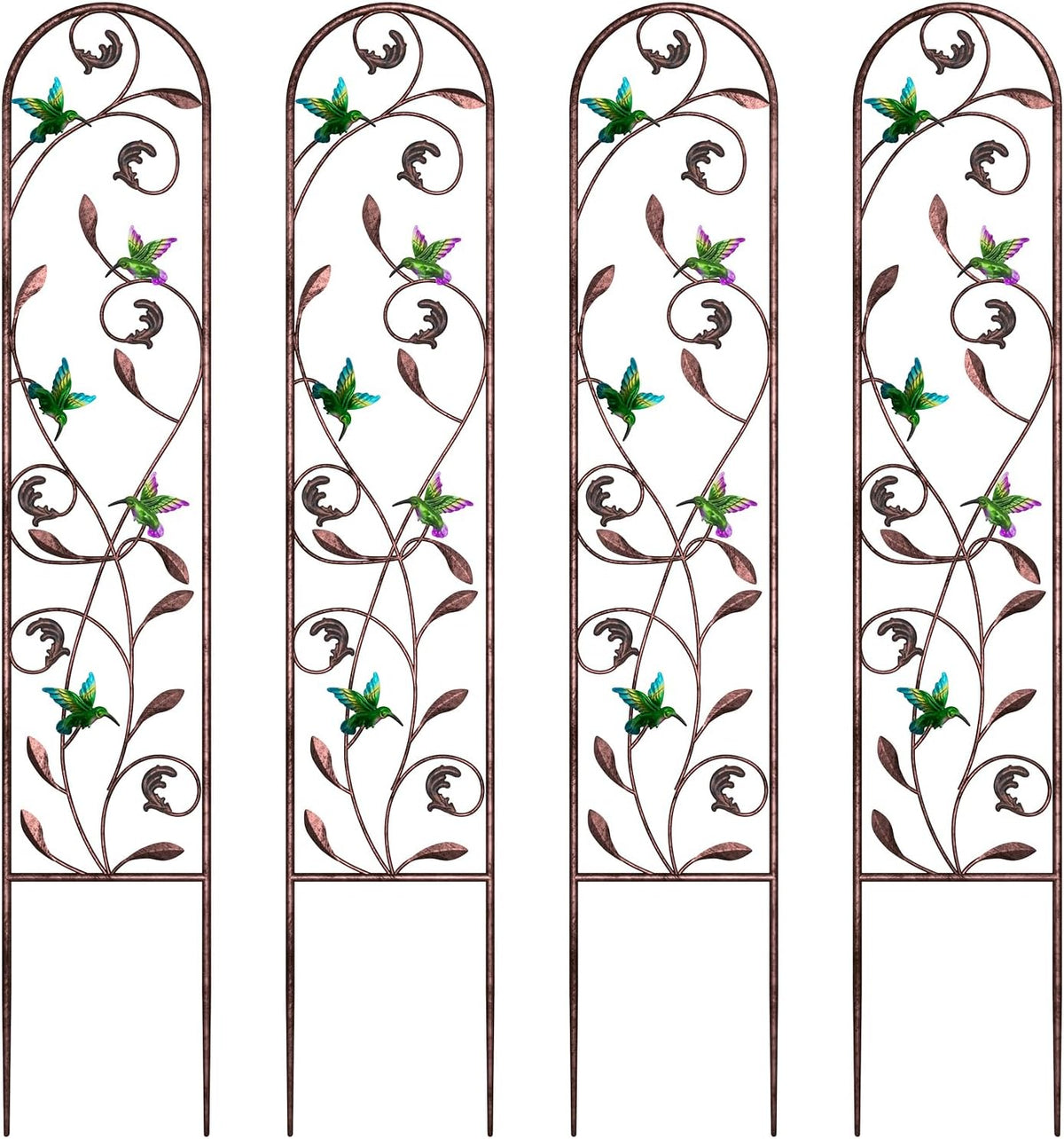 4-Pack Hummingbird Metal Garden Trellis for Climbing Plants