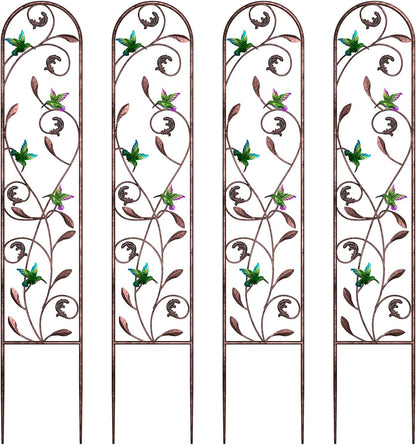4-Pack Hummingbird Metal Garden Trellis for Climbing Plants