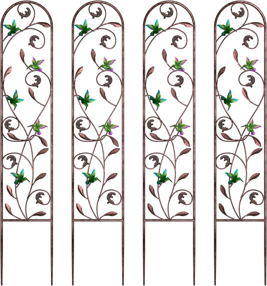 4-Pack Hummingbird Metal Garden Trellis for Climbing Plants