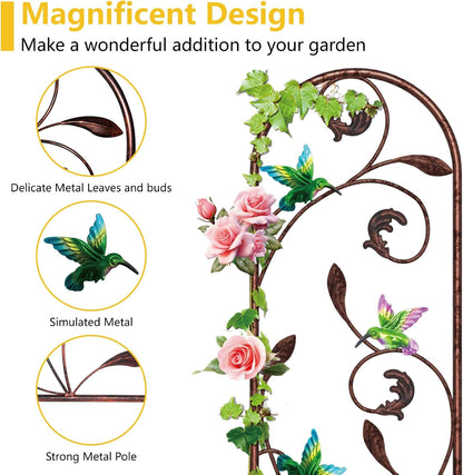 4-Pack Hummingbird Metal Garden Trellis for Climbing Plants