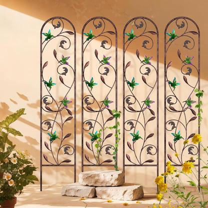 4-Pack Hummingbird Metal Garden Trellis for Climbing Plants