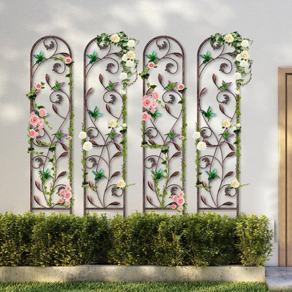 4-Pack Hummingbird Metal Garden Trellis for Climbing Plants