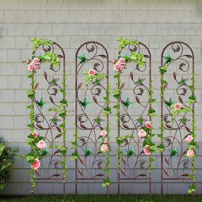 4-Pack Hummingbird Metal Garden Trellis for Climbing Plants
