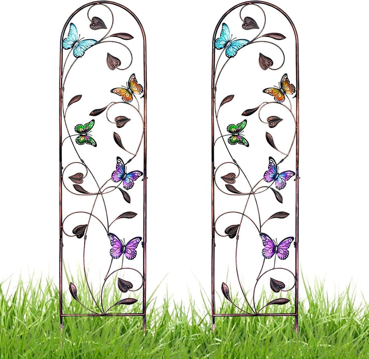 4-Pack Hummingbird Metal Garden Trellis for Climbing Plants