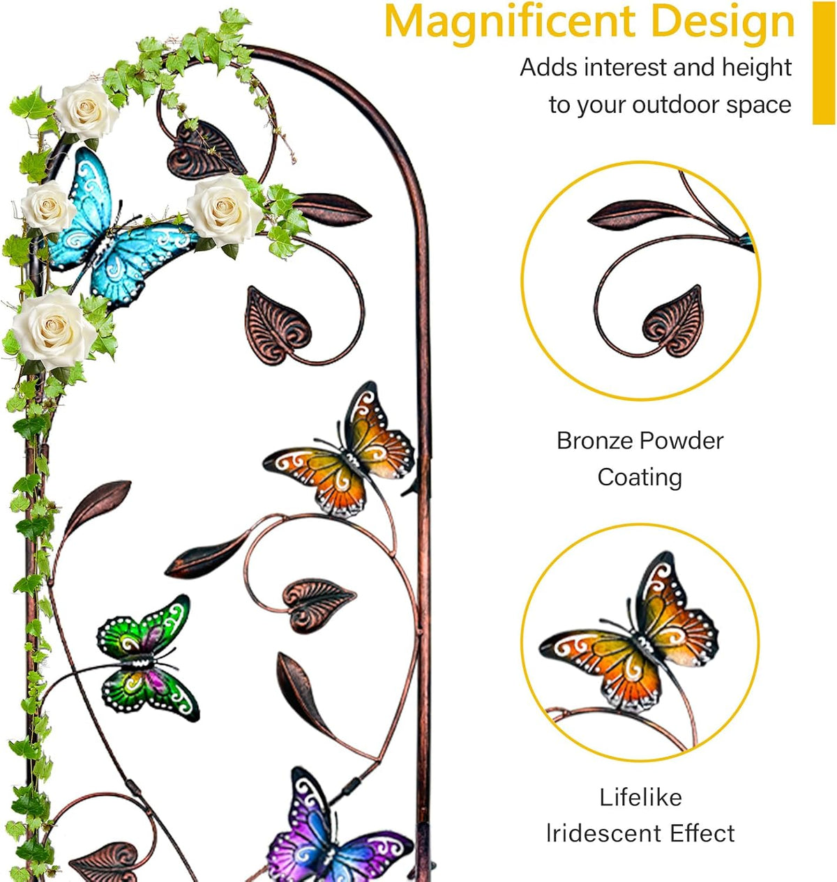 4-Pack Hummingbird Metal Garden Trellis for Climbing Plants
