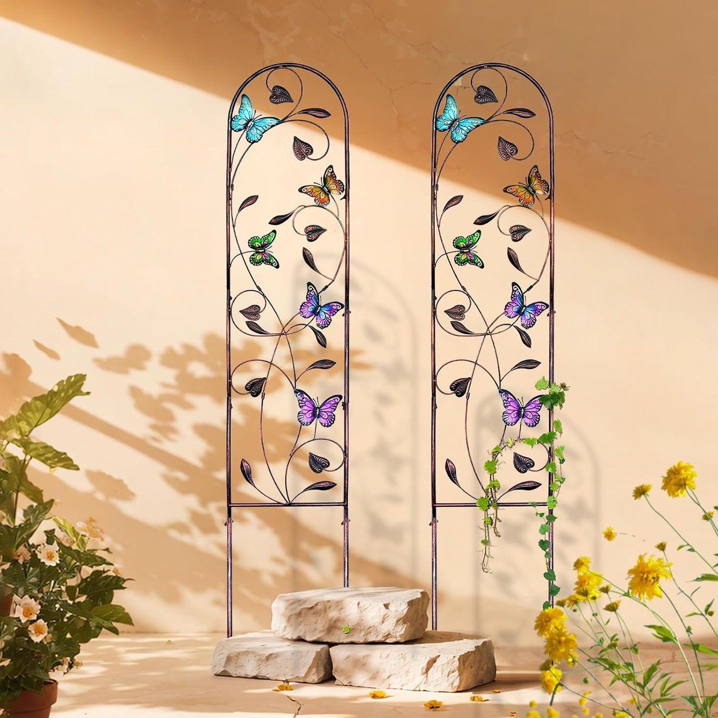 4-Pack Hummingbird Metal Garden Trellis for Climbing Plants