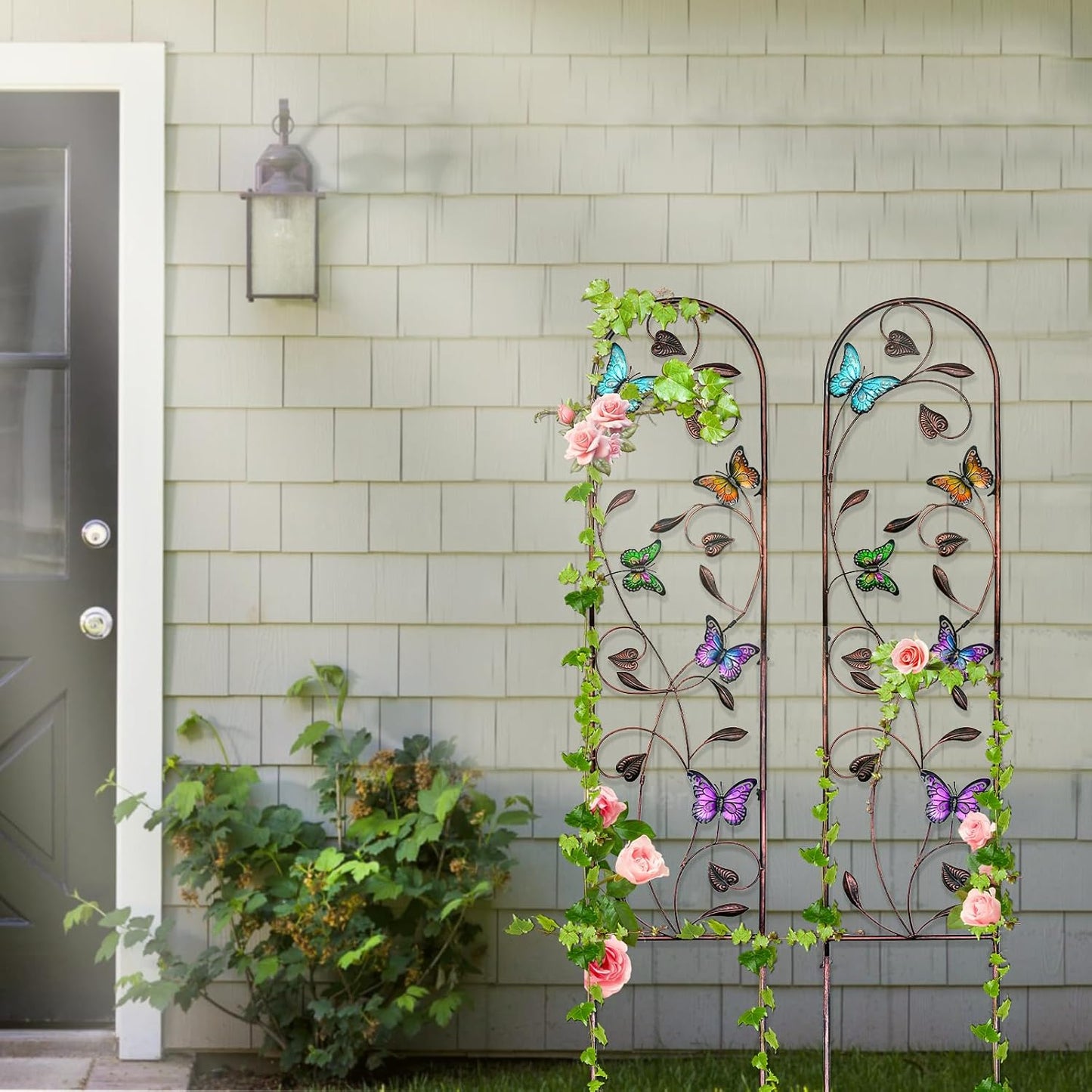 4-Pack Hummingbird Metal Garden Trellis for Climbing Plants