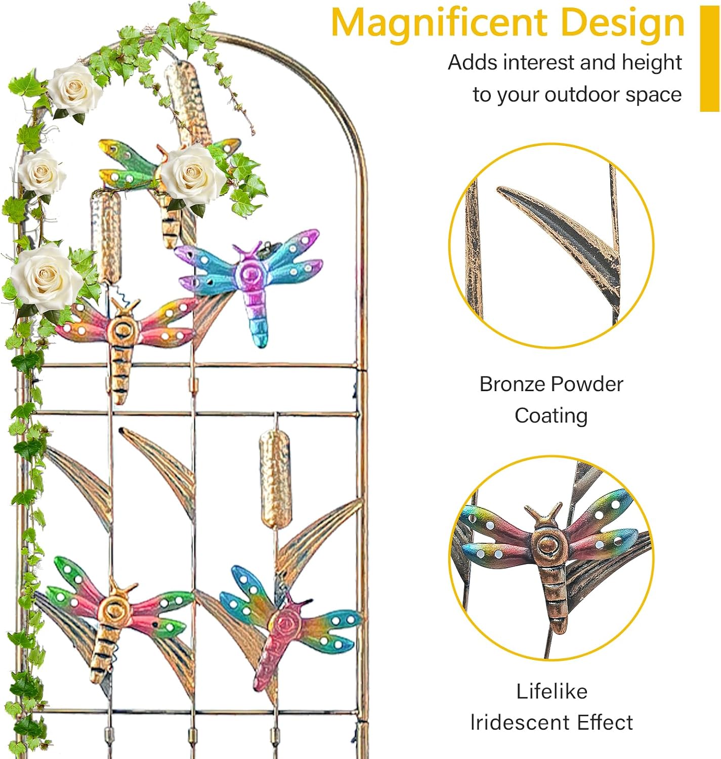 4-Pack Hummingbird Metal Garden Trellis for Climbing Plants