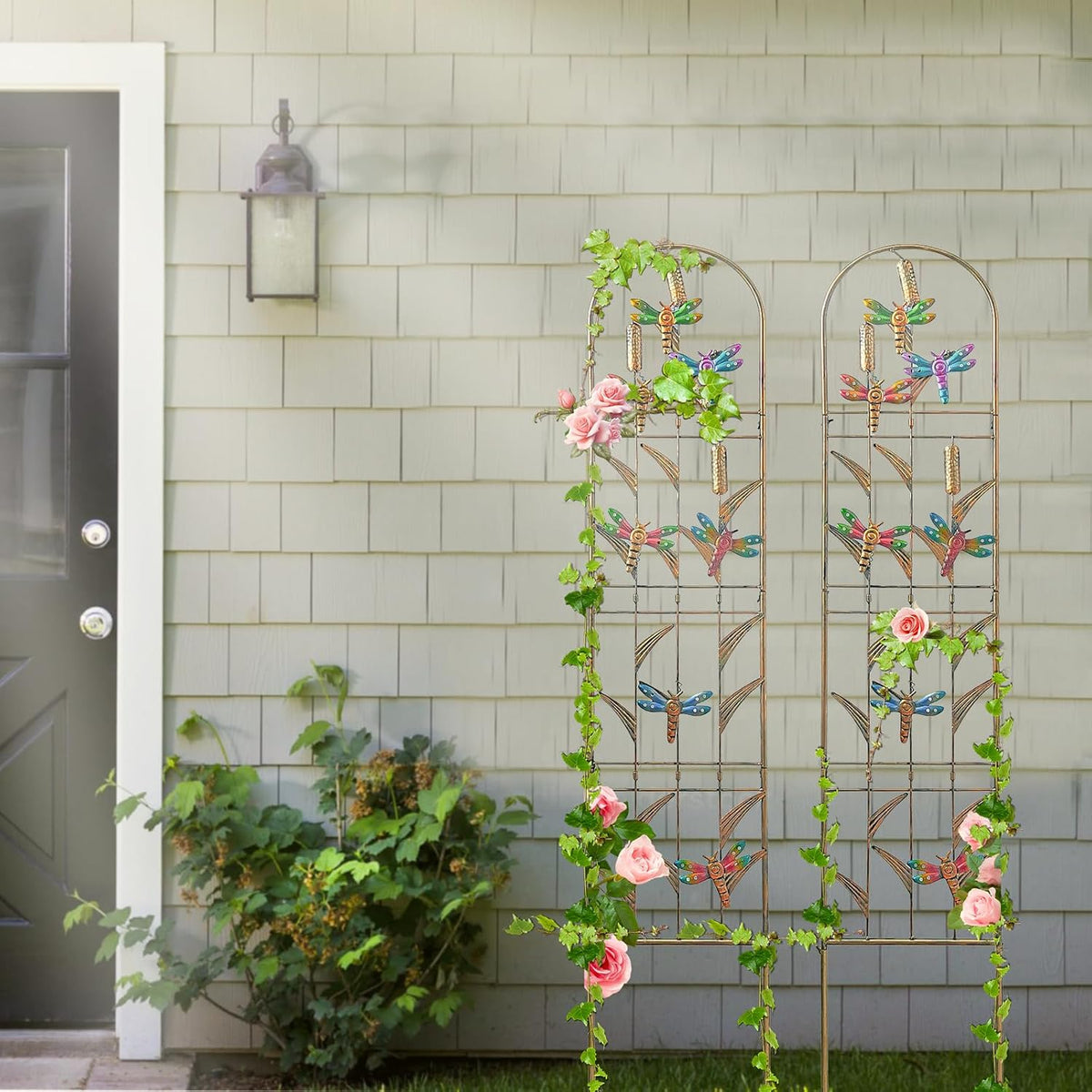 4-Pack Hummingbird Metal Garden Trellis for Climbing Plants