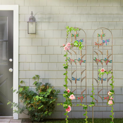 4-Pack Hummingbird Metal Garden Trellis for Climbing Plants