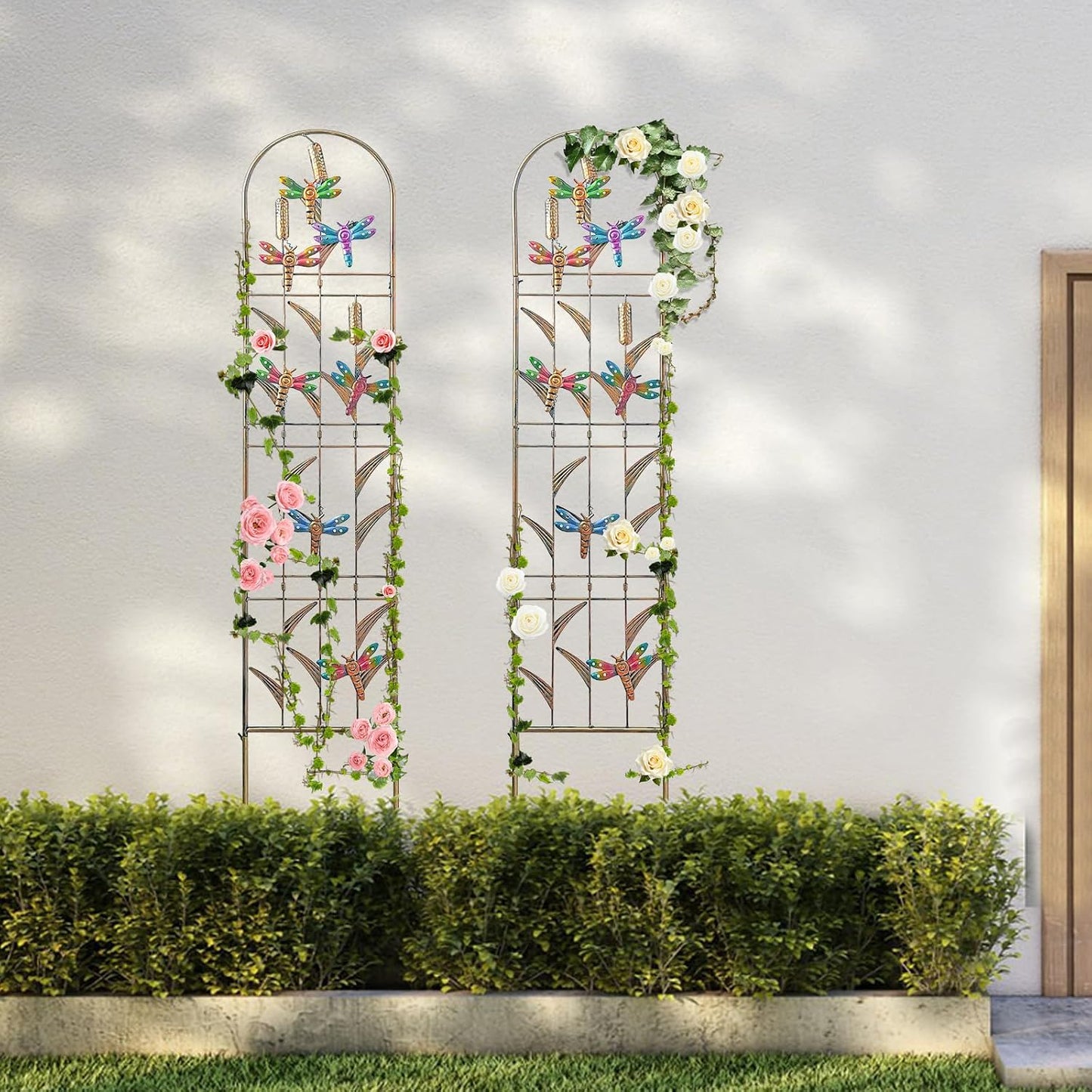 4-Pack Hummingbird Metal Garden Trellis for Climbing Plants