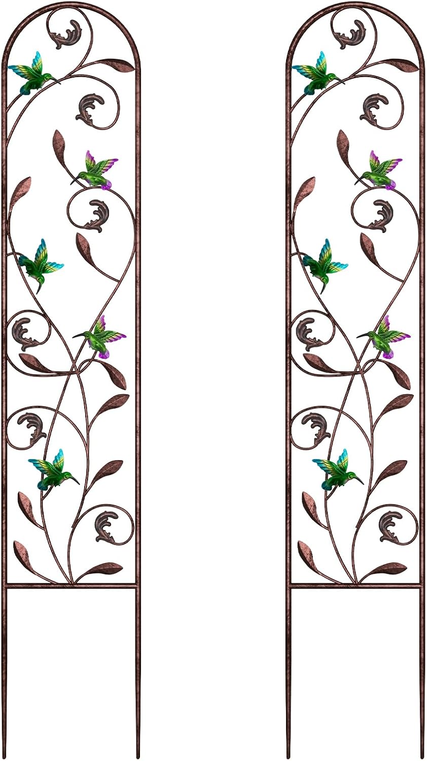 4-Pack Hummingbird Metal Garden Trellis for Climbing Plants