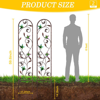 4-Pack Hummingbird Metal Garden Trellis for Climbing Plants