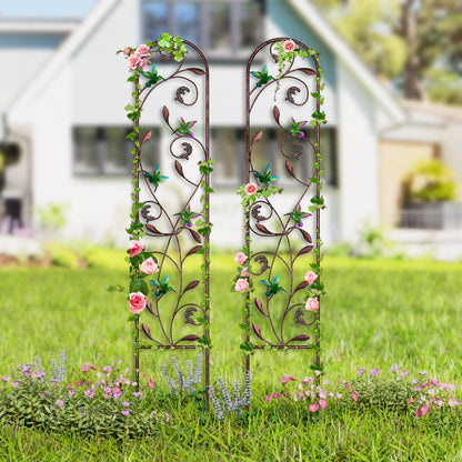 4-Pack Hummingbird Metal Garden Trellis for Climbing Plants