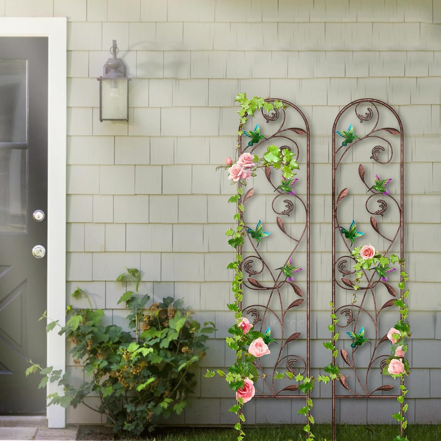 4-Pack Hummingbird Metal Garden Trellis for Climbing Plants