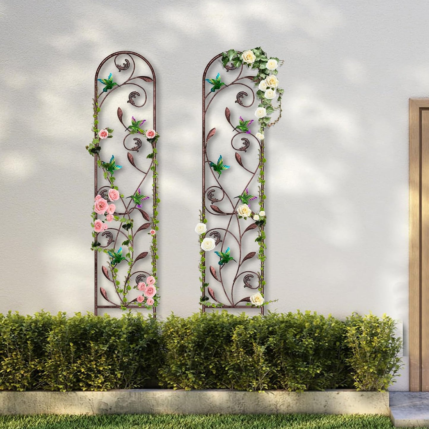 4-Pack Hummingbird Metal Garden Trellis for Climbing Plants