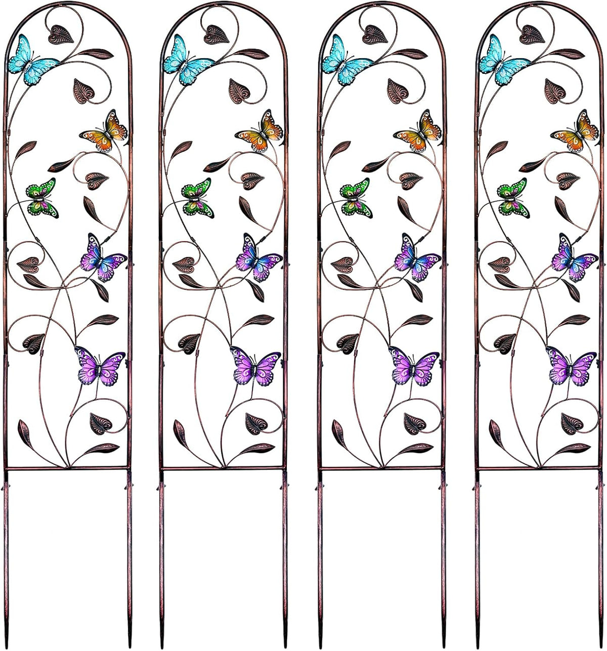 4-Pack Hummingbird Metal Garden Trellis for Climbing Plants