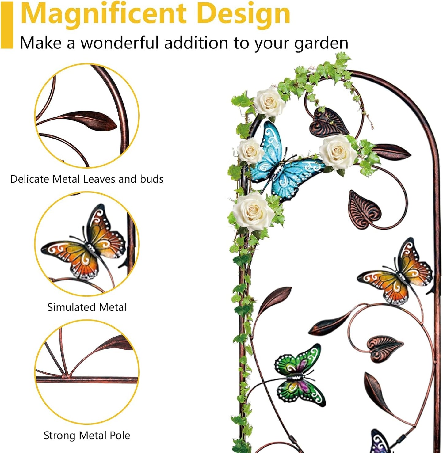 4-Pack Hummingbird Metal Garden Trellis for Climbing Plants