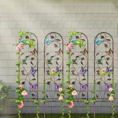 4-Pack Hummingbird Metal Garden Trellis for Climbing Plants
