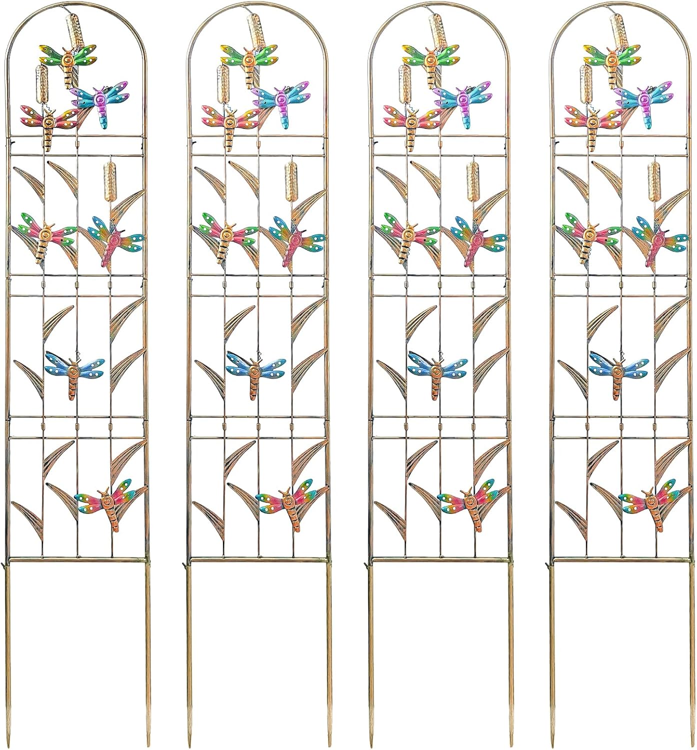 4-Pack Hummingbird Metal Garden Trellis for Climbing Plants