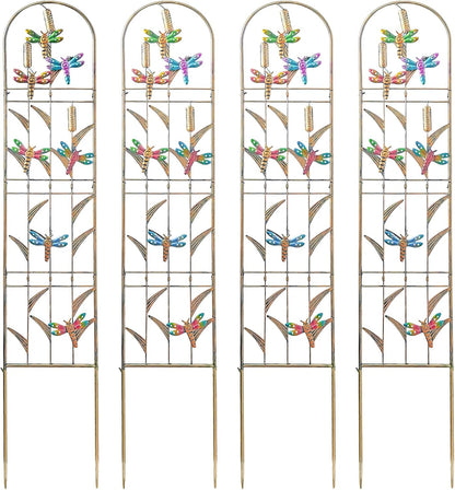 4-Pack Hummingbird Metal Garden Trellis for Climbing Plants