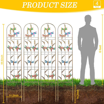 4-Pack Hummingbird Metal Garden Trellis for Climbing Plants