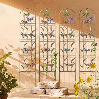 4-Pack Hummingbird Metal Garden Trellis for Climbing Plants