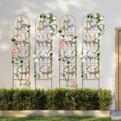 4-Pack Hummingbird Metal Garden Trellis for Climbing Plants