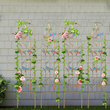 4-Pack Hummingbird Metal Garden Trellis for Climbing Plants