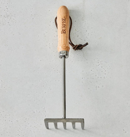 15" Stainless Steel Soil Scoop | Durable Long Lasting Garden Tool | Leather Wrist Strap 5" Handle, Oak