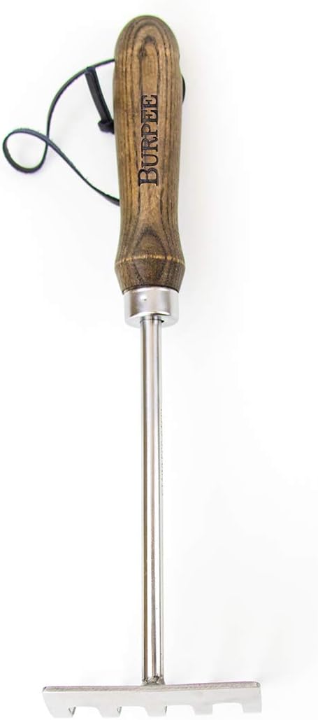15" Stainless Steel Soil Scoop | Durable Long Lasting Garden Tool | Leather Wrist Strap 5" Handle, Oak