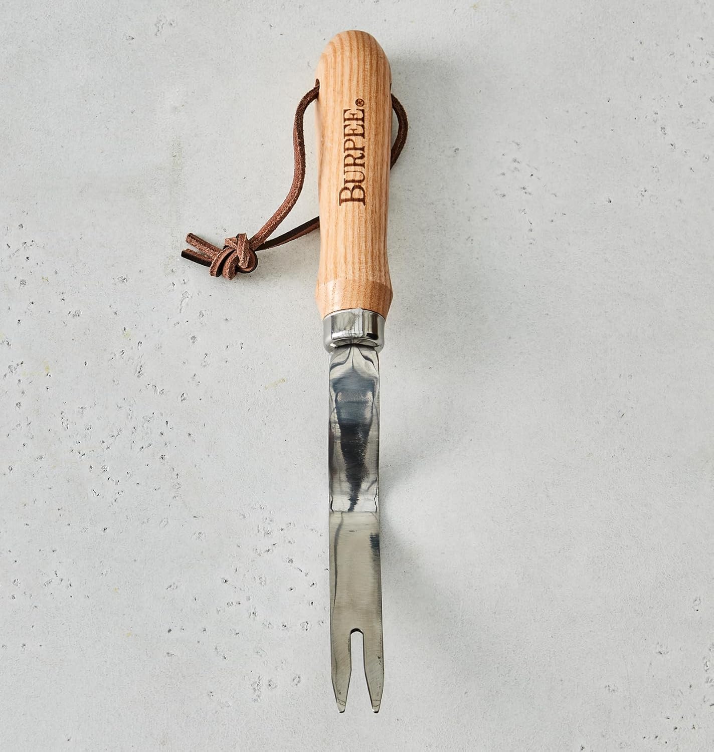 15" Stainless Steel Soil Scoop | Durable Long Lasting Garden Tool | Leather Wrist Strap 5" Handle, Oak