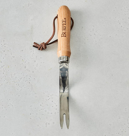 15" Stainless Steel Soil Scoop | Durable Long Lasting Garden Tool | Leather Wrist Strap 5" Handle, Oak
