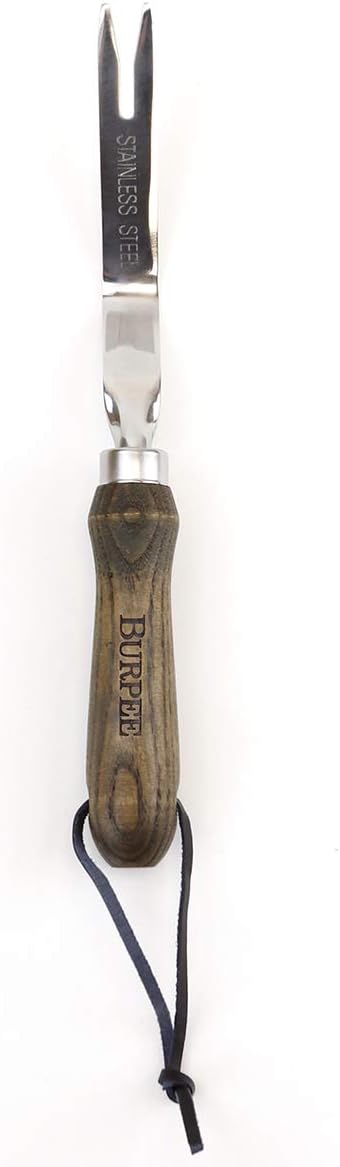15" Stainless Steel Soil Scoop | Durable Long Lasting Garden Tool | Leather Wrist Strap 5" Handle, Oak