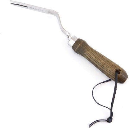 15" Stainless Steel Soil Scoop | Durable Long Lasting Garden Tool | Leather Wrist Strap 5" Handle, Oak