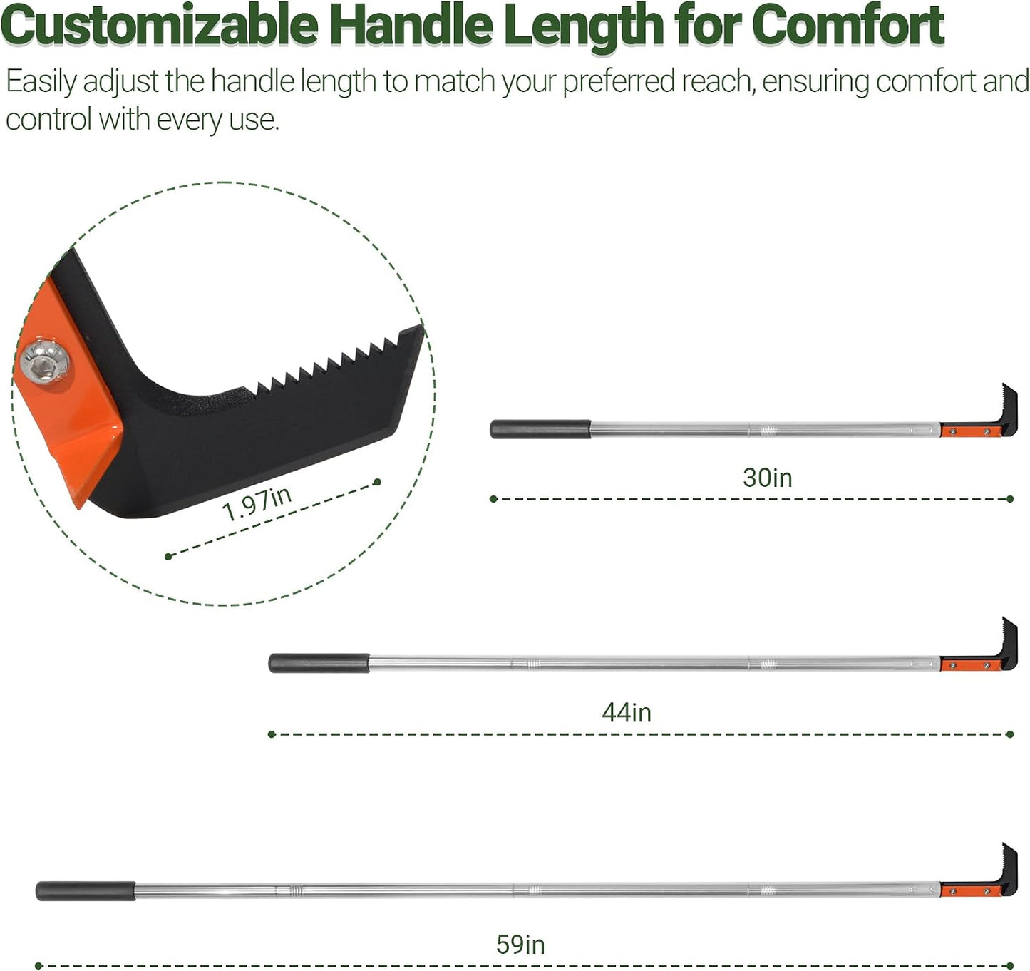 58in Crack Weeder with Spring Steel L-Shaped Blade