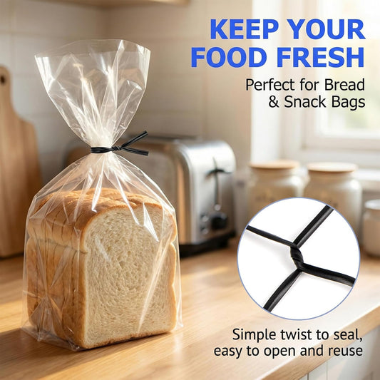 MAQIHAN 500PCS Black Twist Ties - 4.9" Reusable Twist Ties for Plastic Bags
