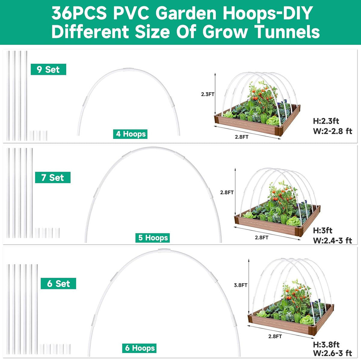 Garden Mesh Netting Kit,10 x 30FT Ultra Fine Netting with 12 Sets Garden Hoops for Raised Beds Vegetable Plants Fruits Greenhouse Row Cover Birds Animals Barrier Protection Net