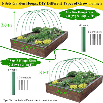 Garden Mesh Netting Kit,10 x 30FT Ultra Fine Netting with 12 Sets Garden Hoops for Raised Beds Vegetable Plants Fruits Greenhouse Row Cover Birds Animals Barrier Protection Net