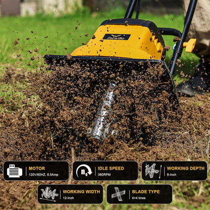 IncwBo 12'' 13.5-AMP Electric Roto Tiller Cultivator for Gardening Cored