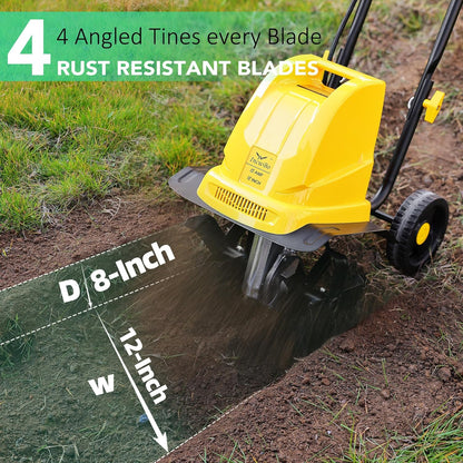 IncwBo 12'' 13.5-AMP Electric Roto Tiller Cultivator for Gardening Cored