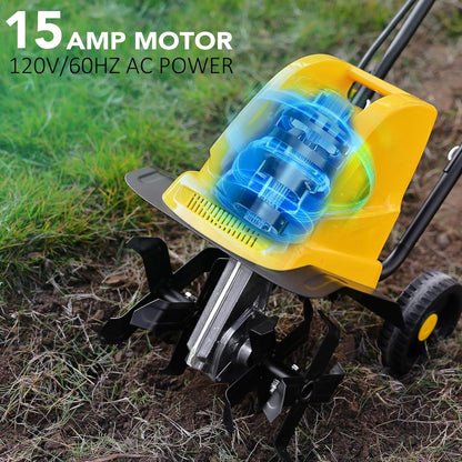 IncwBo 12'' 13.5-AMP Electric Roto Tiller Cultivator for Gardening Cored