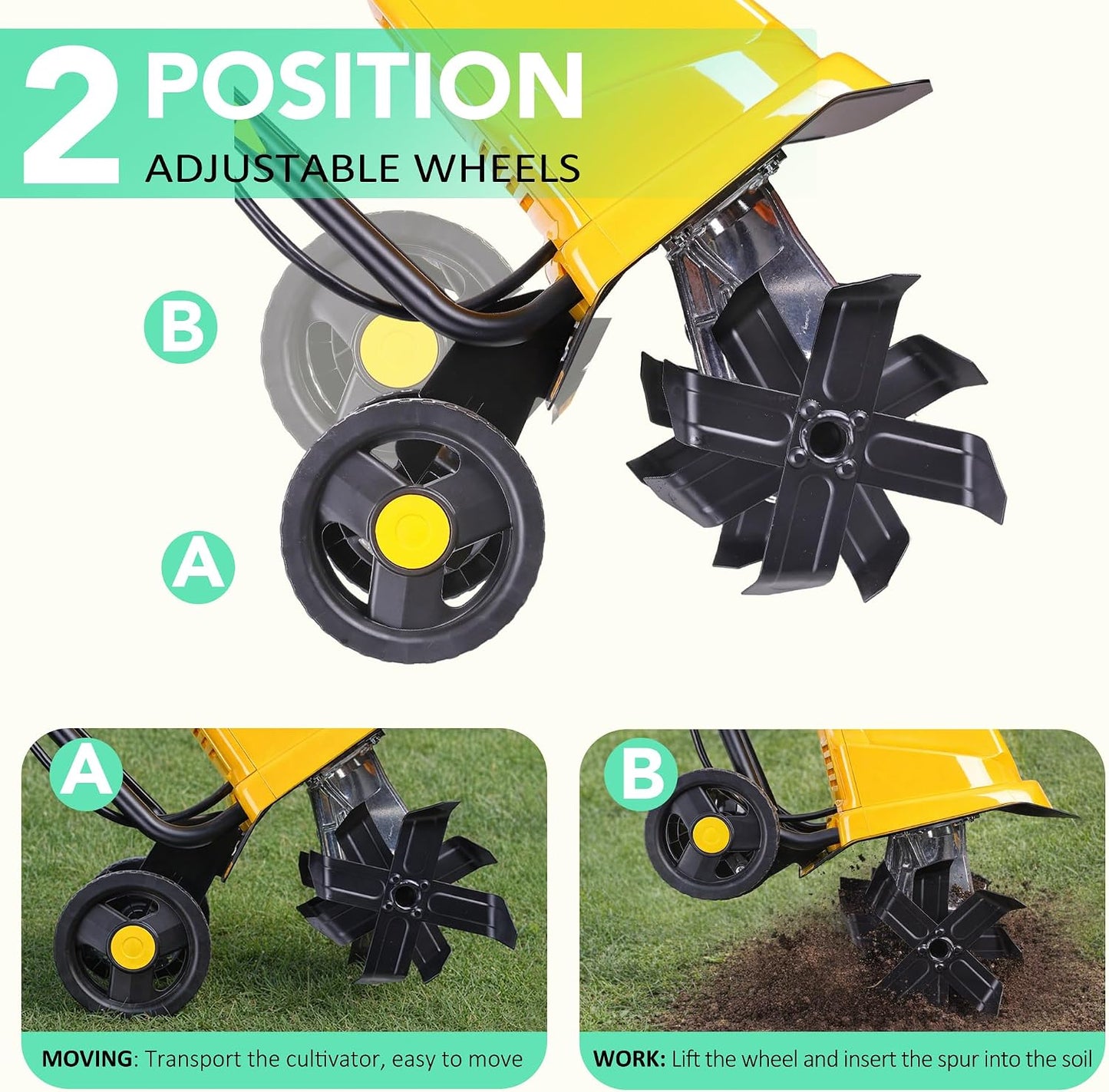 IncwBo 12'' 13.5-AMP Electric Roto Tiller Cultivator for Gardening Cored