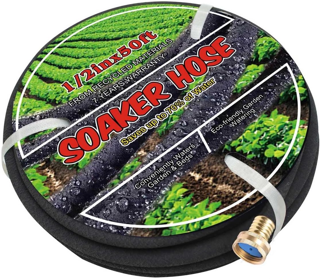 Soaker Hose 1/2" 50ft Rubber Round Soaker Hoses