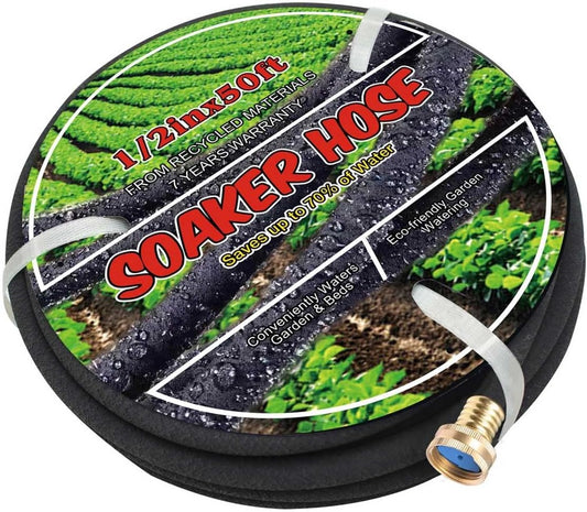Soaker Hose 1/2" 50ft Rubber Round Soaker Hoses