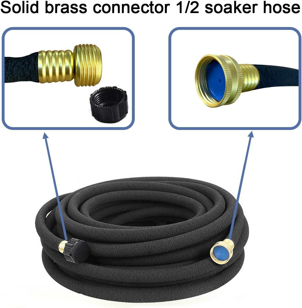 Soaker Hose 1/2" 50ft Rubber Round Soaker Hoses