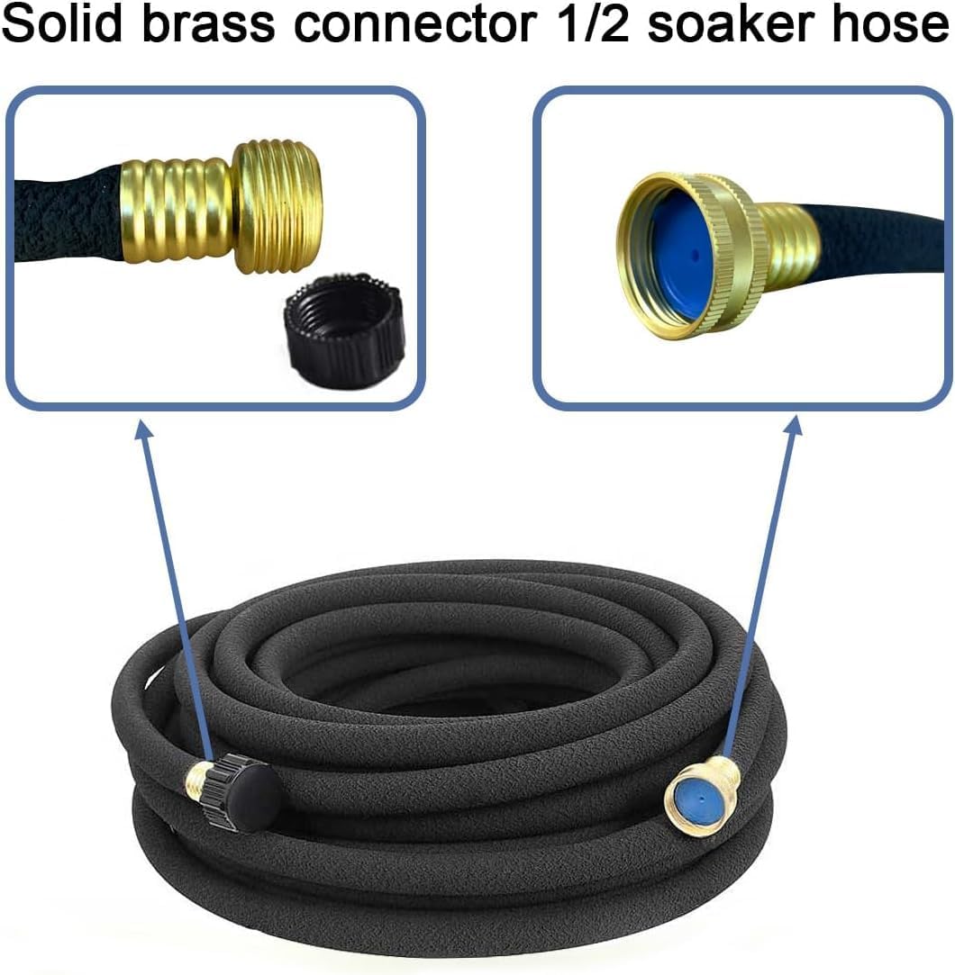Soaker Hose 1/2" 50ft Rubber Round Soaker Hoses