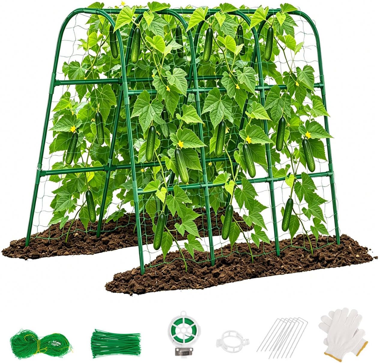 48"×48" Cucumber Trellis, U-Shape Garden Cucumber Trellis for Raised Bed & Climbing Plants Outdoor, Metal Plant Support Arch Trellis for Vegetables, Pea, Bean, Grape