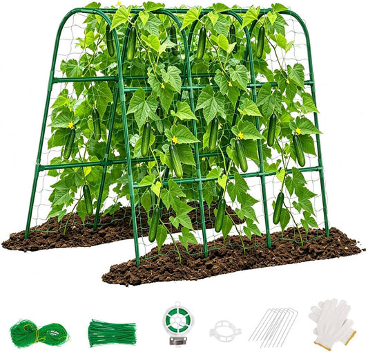 48"×48" Cucumber Trellis, U-Shape Garden Cucumber Trellis for Raised Bed & Climbing Plants Outdoor, Metal Plant Support Arch Trellis for Vegetables, Pea, Bean, Grape