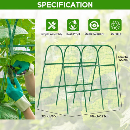 48"×48" Cucumber Trellis, U-Shape Garden Cucumber Trellis for Raised Bed & Climbing Plants Outdoor, Metal Plant Support Arch Trellis for Vegetables, Pea, Bean, Grape